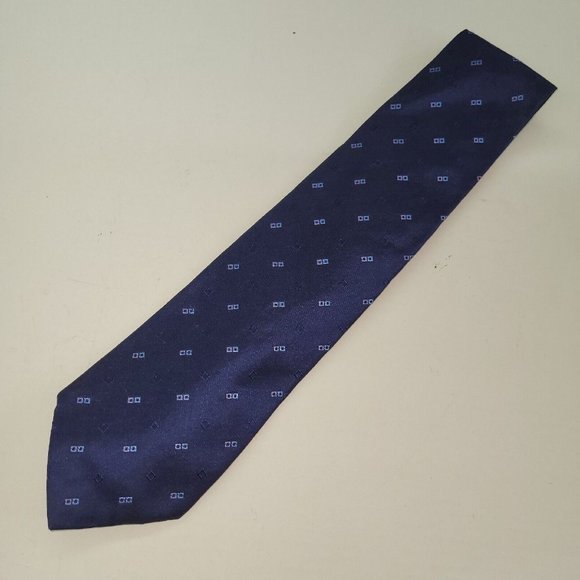 Tommy Hilfiger Tie Mens Silk Handmade Navy Blue Preppy Business - Picture 2 of 7